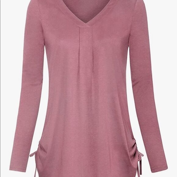 Bebonnie | Pleated Drawstring Long Sleeve Top - Picture 1 of 6